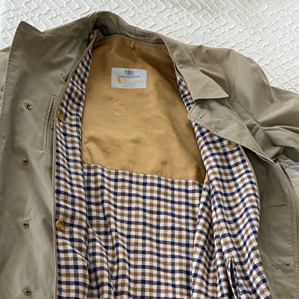Aquascutum Men’s Overcoat Tan Button-Out Wool lining X-Large